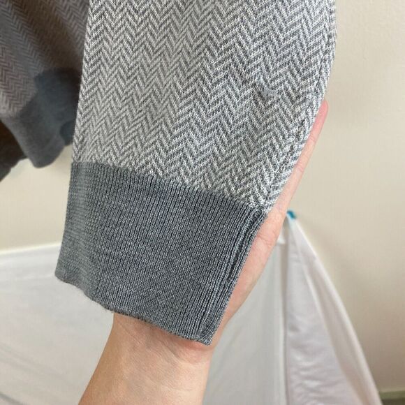 Brooks Brothers Sweater Grey Italian Yarn Merino Wool 1/4 Zip Herringbone Sz XL - Picture 6 of 10